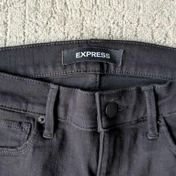 Express Legging Jeans Black Mid Rise Stretch Jegging Women’s 8 Short - Picture 4 of 9